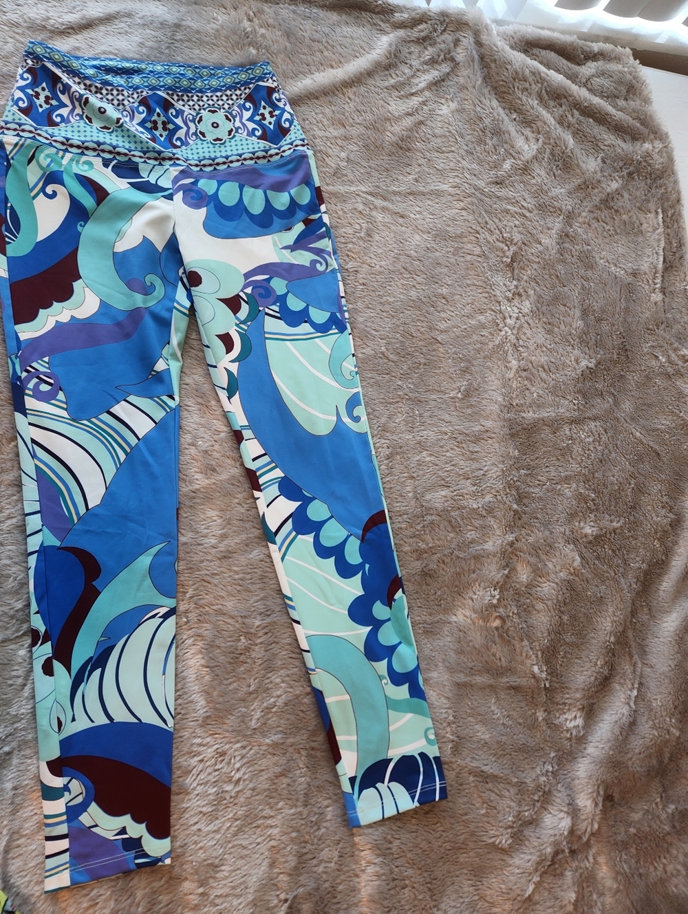Color-Block Patterned Stretch Leggings - Pink & Blue Set Bundle - Picture 3 of 9